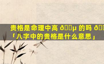 贵格是命理中高 🌵 的吗 🐴 「八字中的贵格是什么意思」
